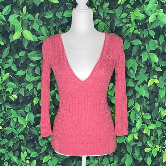 HOLLISTER PINK LONG-SLEEVE COTTON TOP · SIZE L - Picture 6 of 6